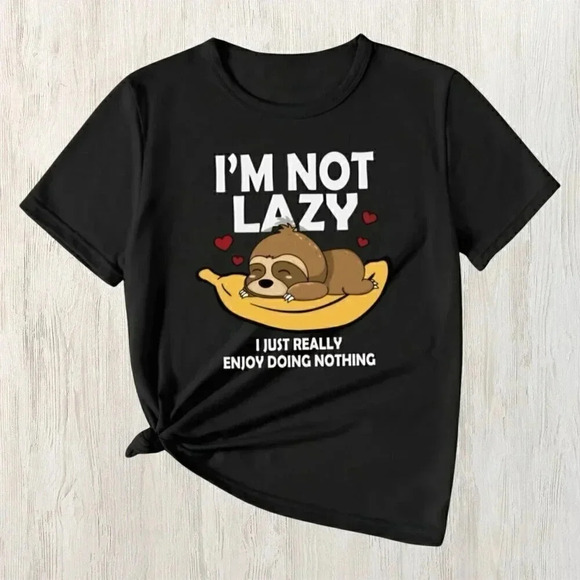 🆕️ XXL Trendy Novelty Sloth Love Tee Chill Vibes Laid-Back Crew Neck T-Shirt - Picture 1 of 10